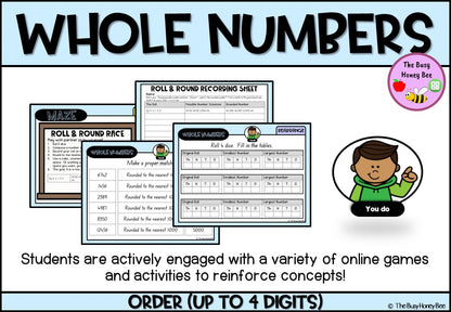 Year 4 Whole Number Ordering Numbers up to 4-digits Explicit Teaching Bundle