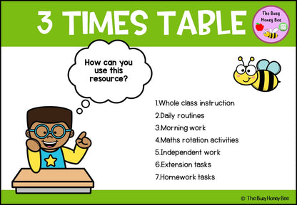 3 Times Table Teaching Slide and Printable Bundle