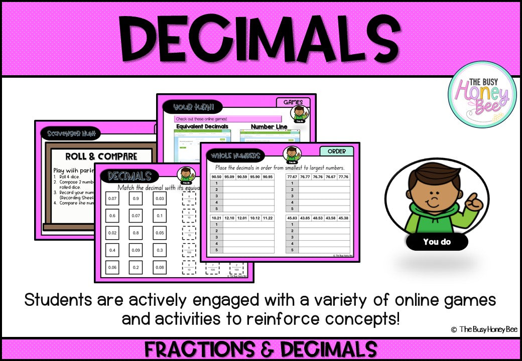 Year 4 Decimals: Connections with Fractions Explicit Teaching Bundle