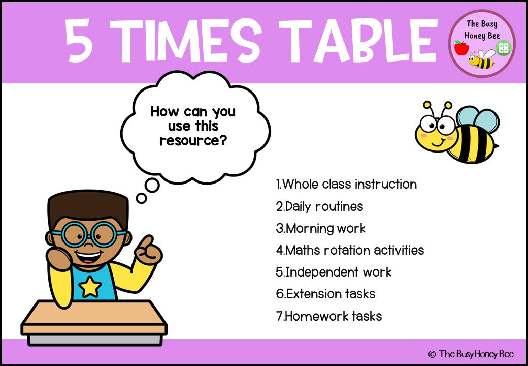 5 Times Table Teaching Slide and Printable Bundle