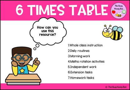 6 Times Table Teaching Slide and Printable Bundle