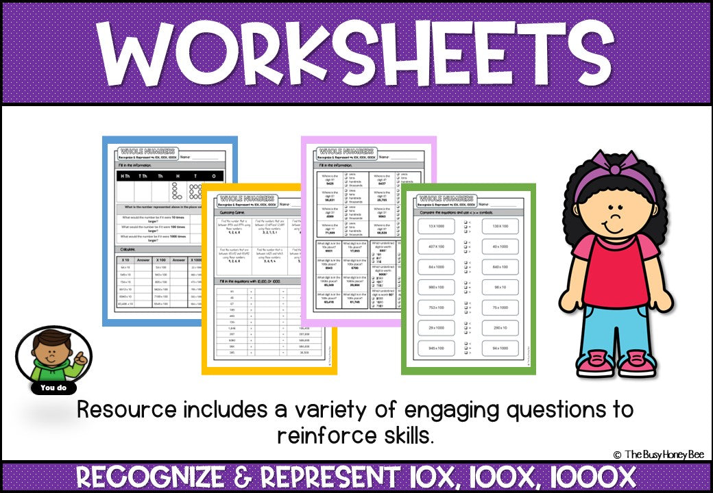 Year 4 Whole Number 10x, 100x, 1000x Explicit Teaching Bundle