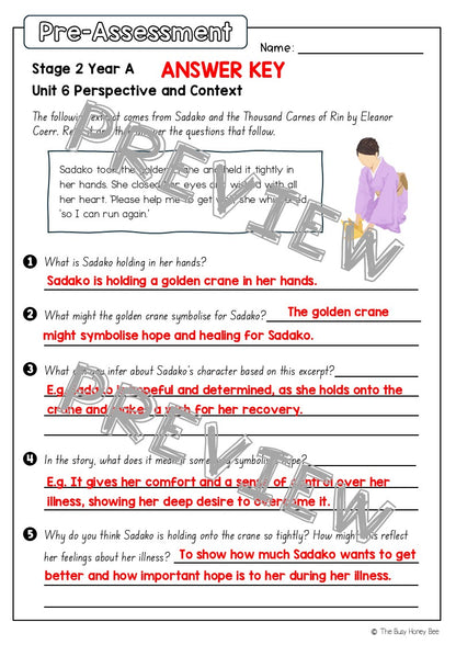 Stage 2 Year A English Pre- and Post-Assessment Unit 6 Perspective and Context