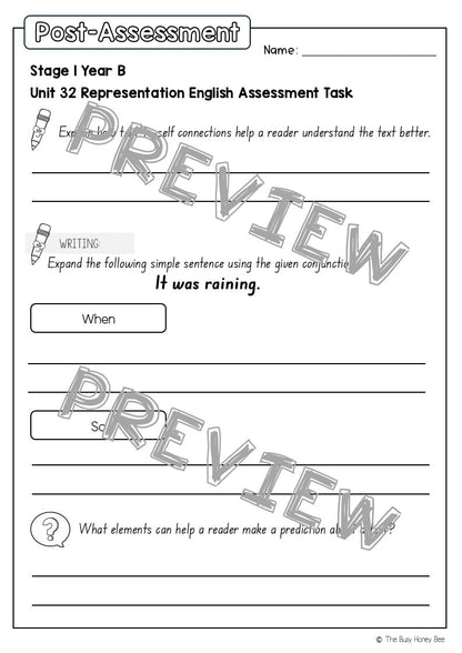 Stage 1 Year B English Pre- and Post-Assessment Unit 32