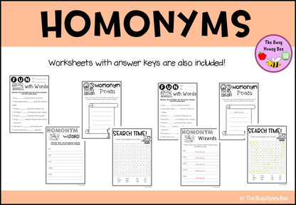 Year 3 and 4 Homonyms Explicit Teaching Bundle