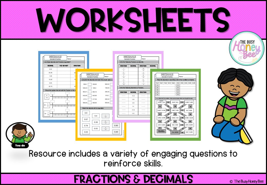 Year 4 Decimals: Connections with Fractions Explicit Teaching Bundle