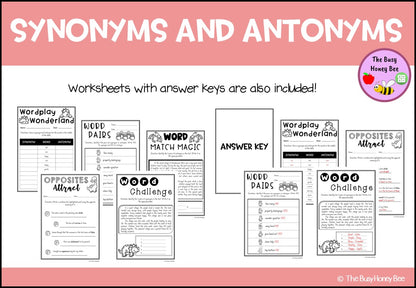 Year 3 and 4 Differences between Synonyms and Antonyms Explicit Teaching Bundle