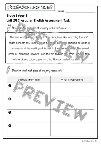 Stage 1 Year B English Pre- and Post-Assessment Unit 29