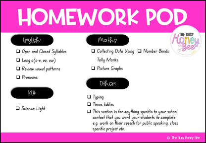 Stage 1 Year A Homework/Learning Pods Term 2 Mega Bundle