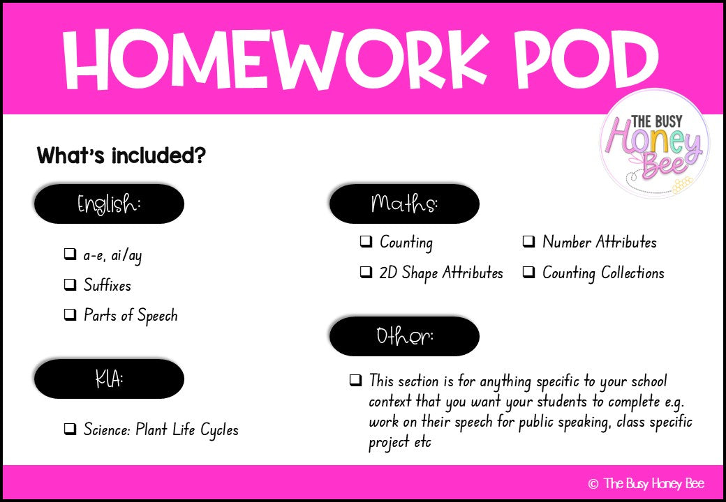 Stage 1 Year A Homework/Learning Pod 1