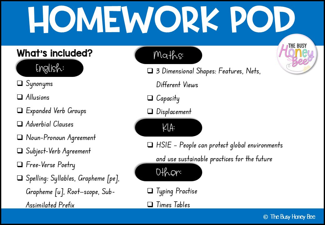 Stage 3 Year B Homework/Learning Pods Term 2 Mega Bundle