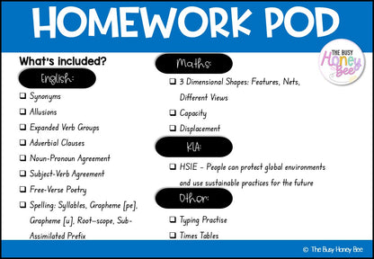 Stage 3 Year B Homework/Learning Pods Term 2 Mega Bundle