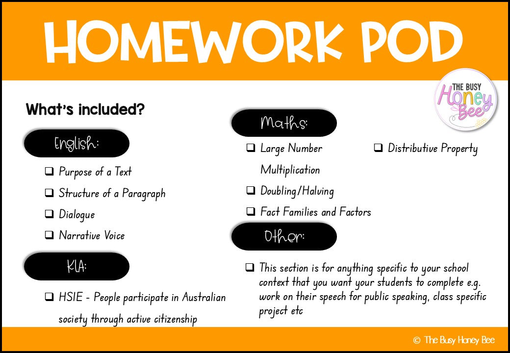 Stage 2 Year B Homework/Learning Pods Term 3 Mega Bundle