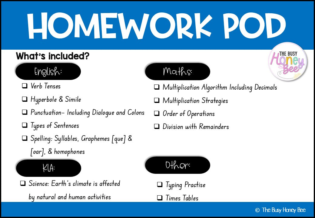 Stage 3 Year B Homework/Learning Pods Term 2 Mega Bundle
