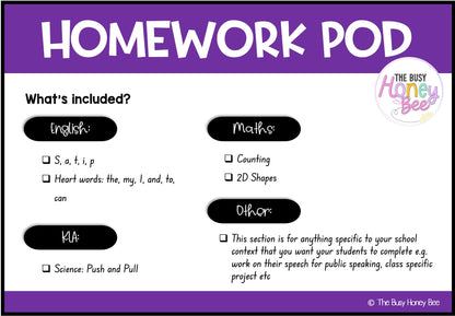 Early Stage 1 Homework/Learning Pod 1