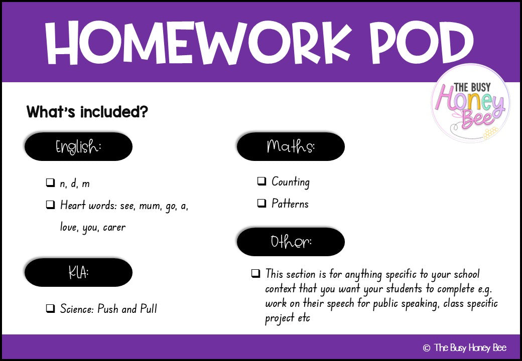 Early Stage 1 Homework/Learning Pods Term 1 Mega Bundle