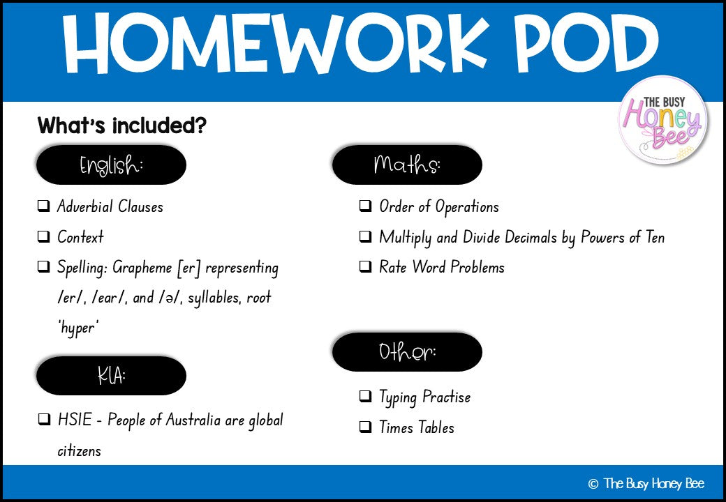 Stage 3 Year B Homework/Learning Pod 33