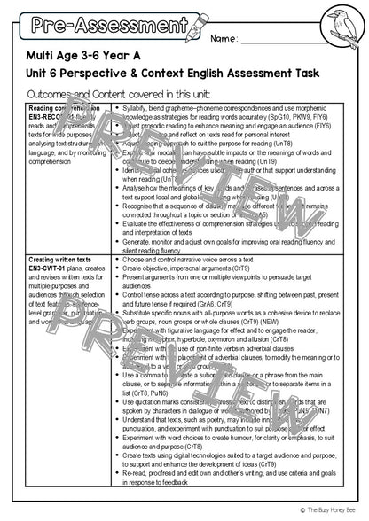 Multi Age 3-6 Year A English Pre- and Post-Assessment Unit 6 Perspective and Context