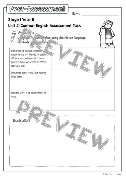 Stage 1 Year B English Pre- and Post-Assessment Unit 21