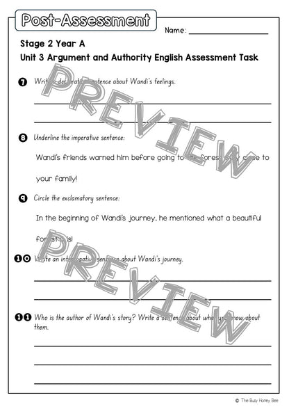 Stage 2 Year A English Pre- and Post-Assessment Unit 3 Argument and Authority