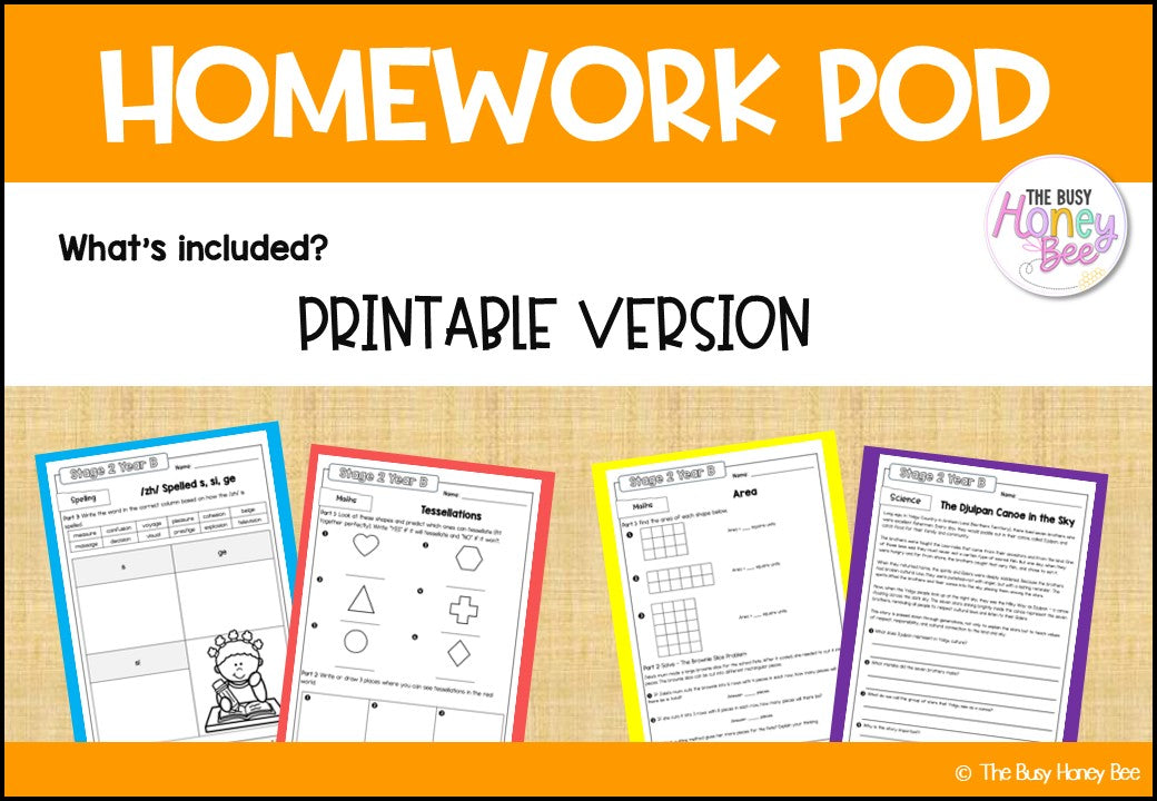 Stage 2 Year B Homework/Learning Pods Term 3 Mega Bundle