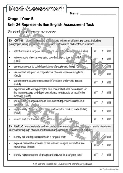 Stage 1 Year B English Pre- and Post-Assessment Unit 26