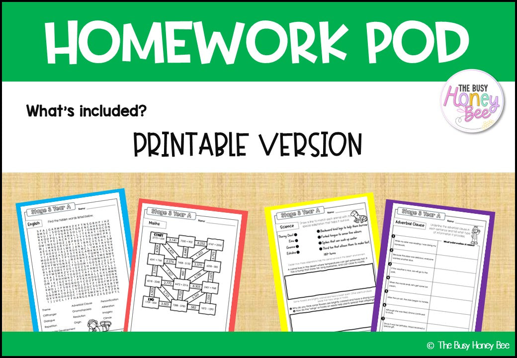 Stage 3 Year A Homework/Learning Pod 2