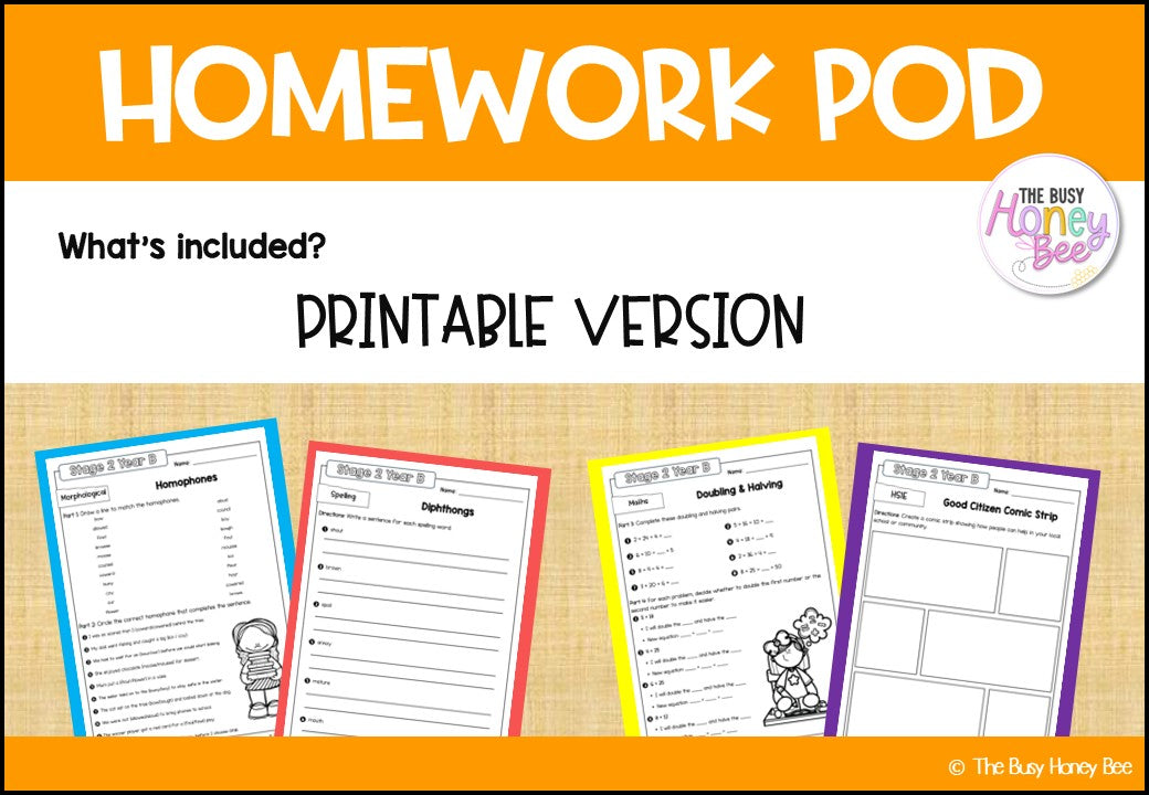 Stage 2 Year B Homework/Learning Pods Term 3 Mega Bundle