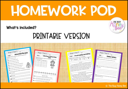 Stage 2 Year B Homework/Learning Pods Term 1 Mega Bundle