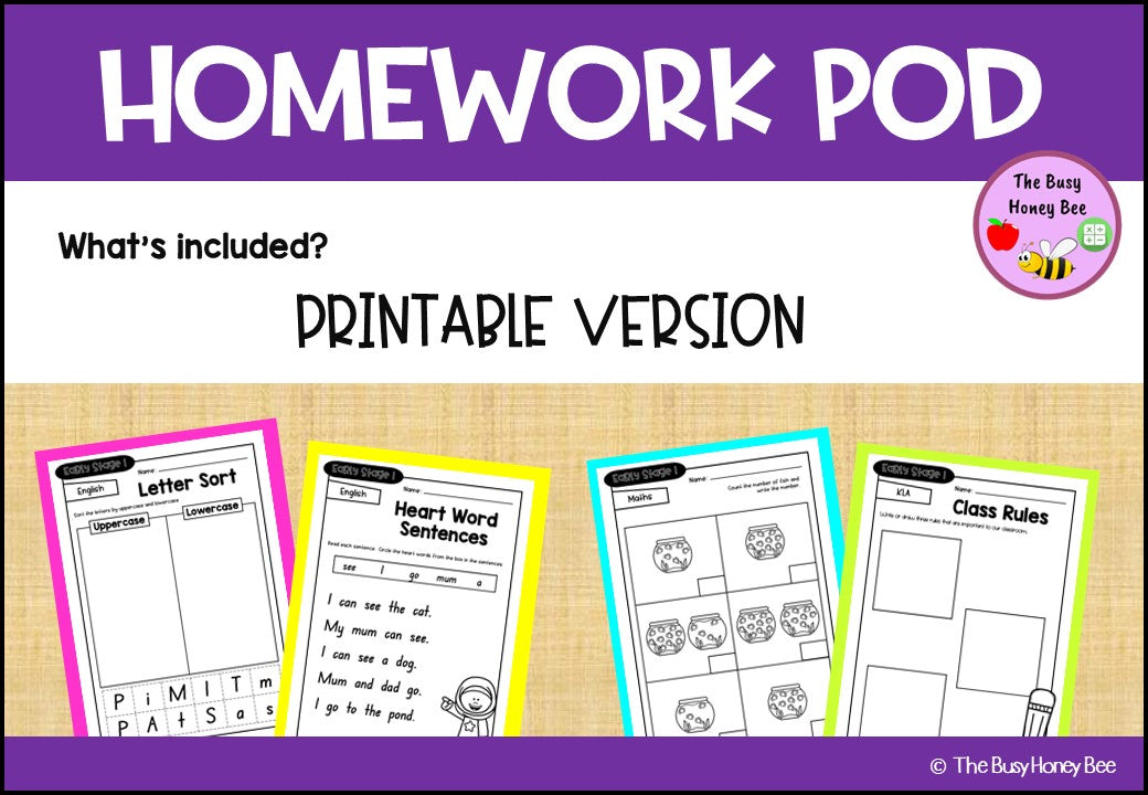 Early Stage 1 Homework/Learning Pods Term 1 Mega Bundle