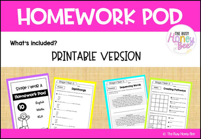 Stage 1 Year A Homework/Learning Pods Term 2 Mega Bundle