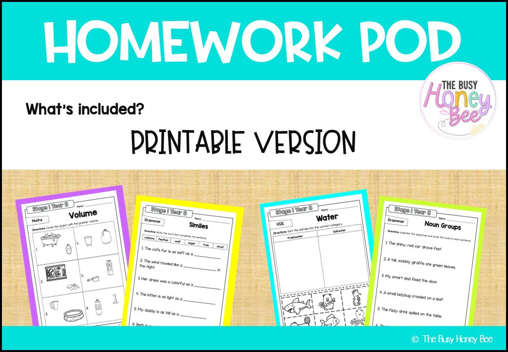 Stage 1 Year B Homework/Learning Pods Ultimate Mega Bundle