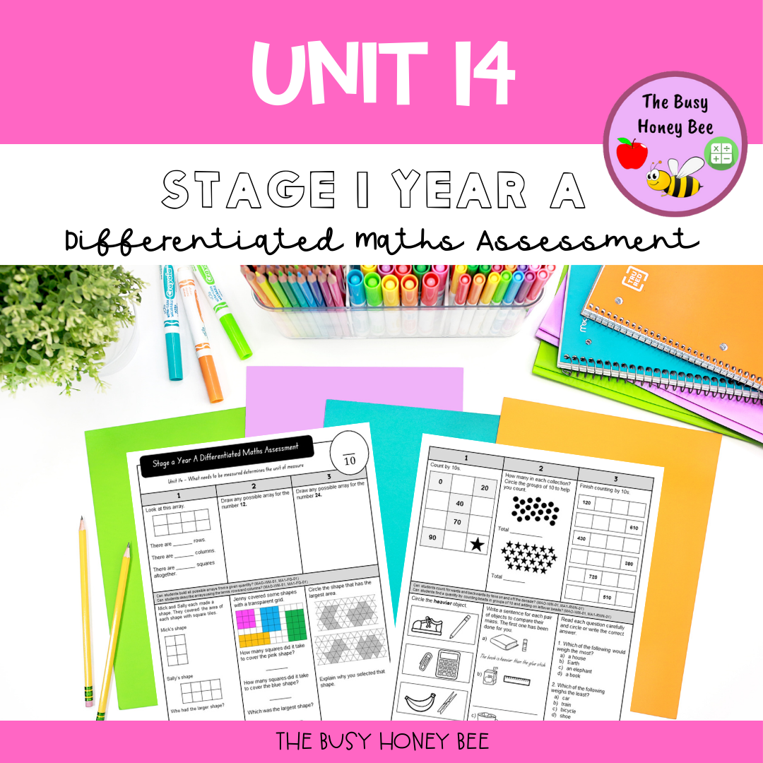 Stage 1 Year A Term 3 Differentiated Maths Assessment Bundle