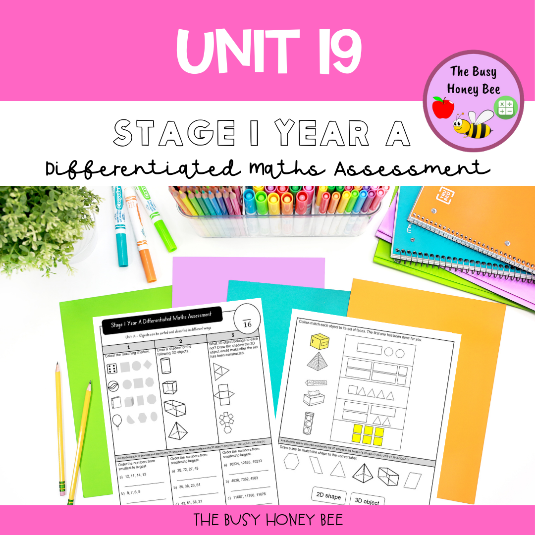 Stage 1 Year A Term 4 Differentiated Maths Assessment Bundle
