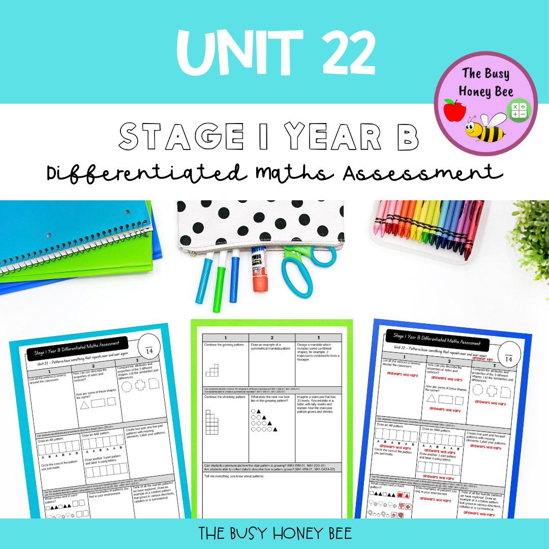 Stage 1 Year B Differentiated Maths Assessment Unit 22