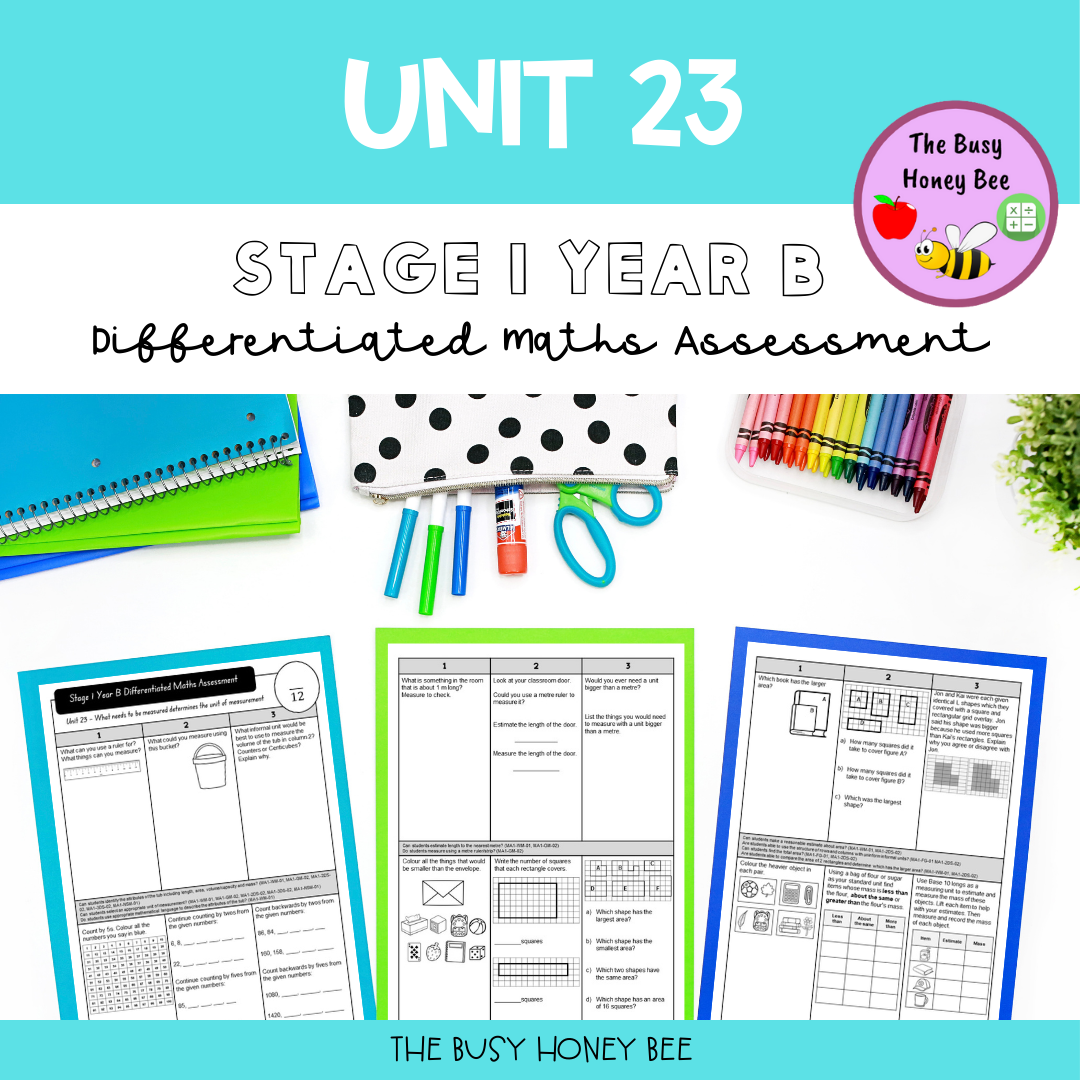 Stage 1 Year B Term 1 Differentiated Maths Assessment Bundle