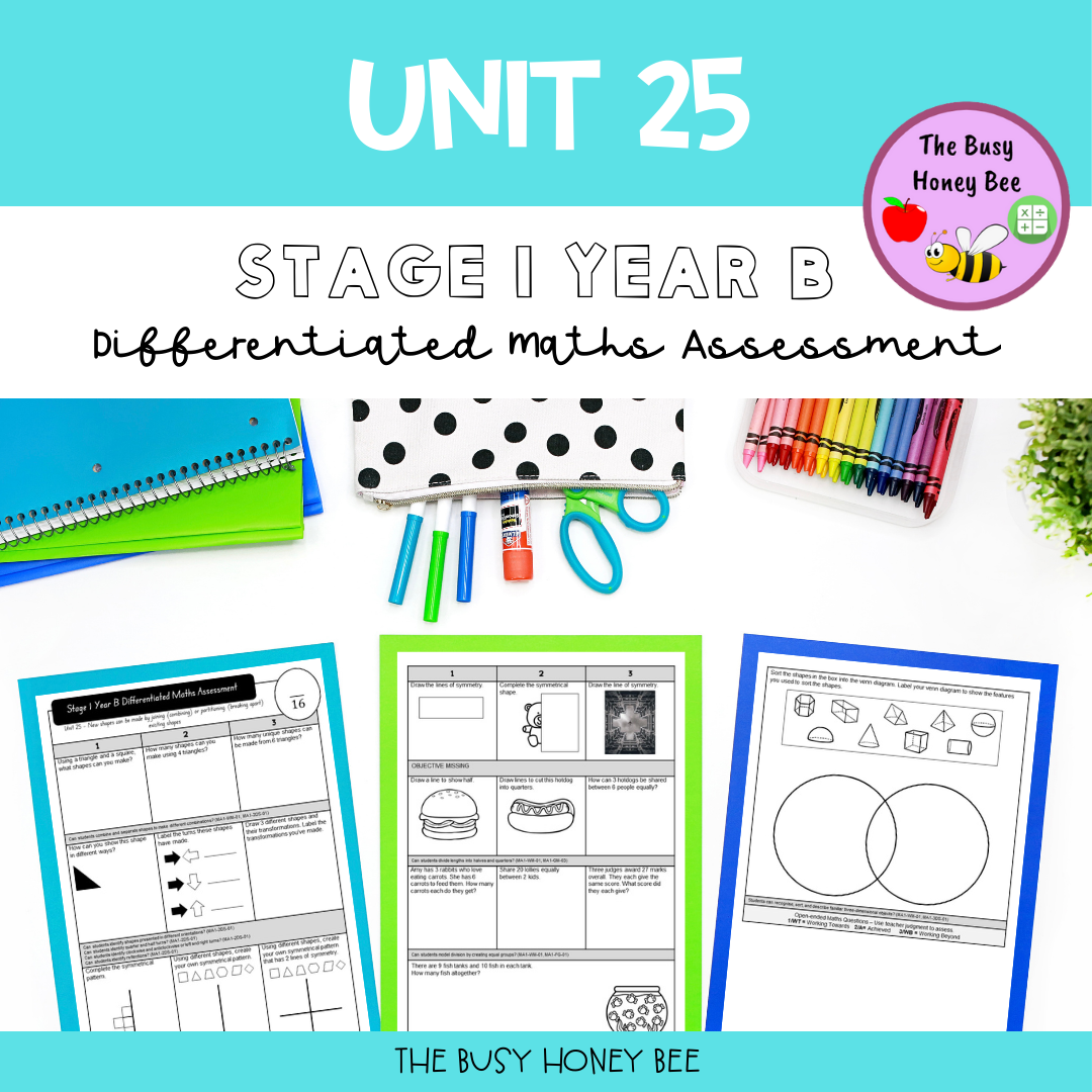 Stage 1 Year B Term 1 Differentiated Maths Assessment Bundle