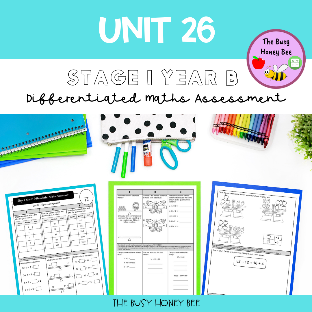 Stage 1 Year B Differentiated Maths Assessment Unit 26