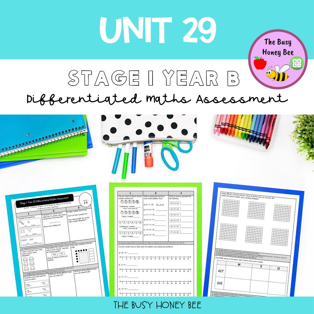 Stage 1 Year B Term 2 Differentiated Maths Assessment Bundle