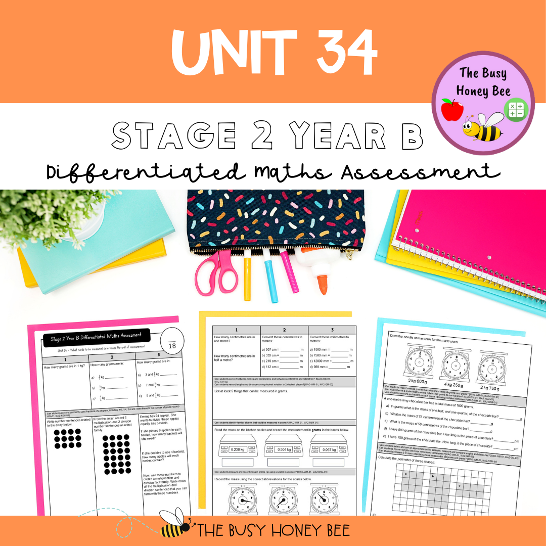 Stage 2 Year B Differentiated Maths Assessment Unit 34