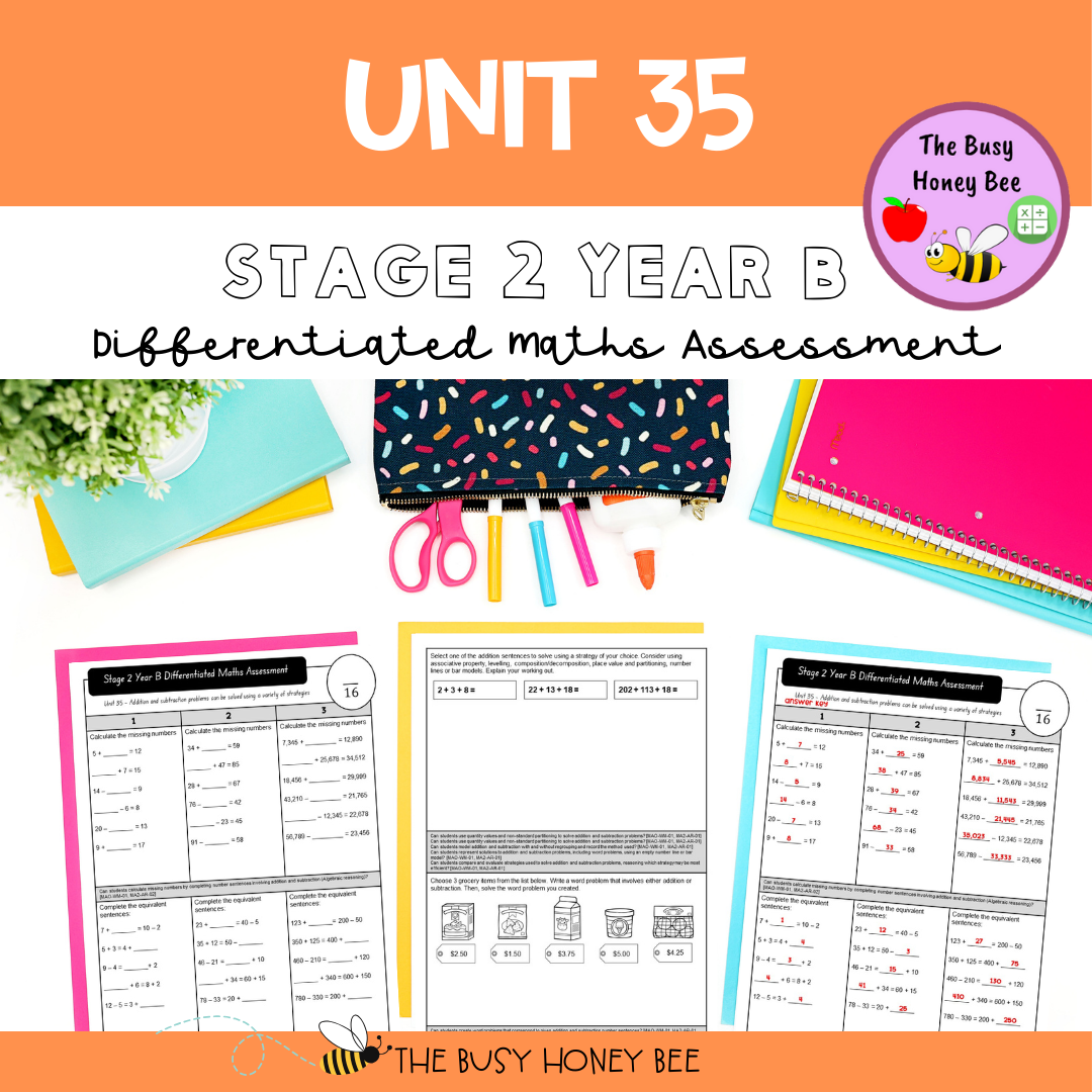 Stage 2 Year B Term 3 Differentiated Maths Assessment Bundle