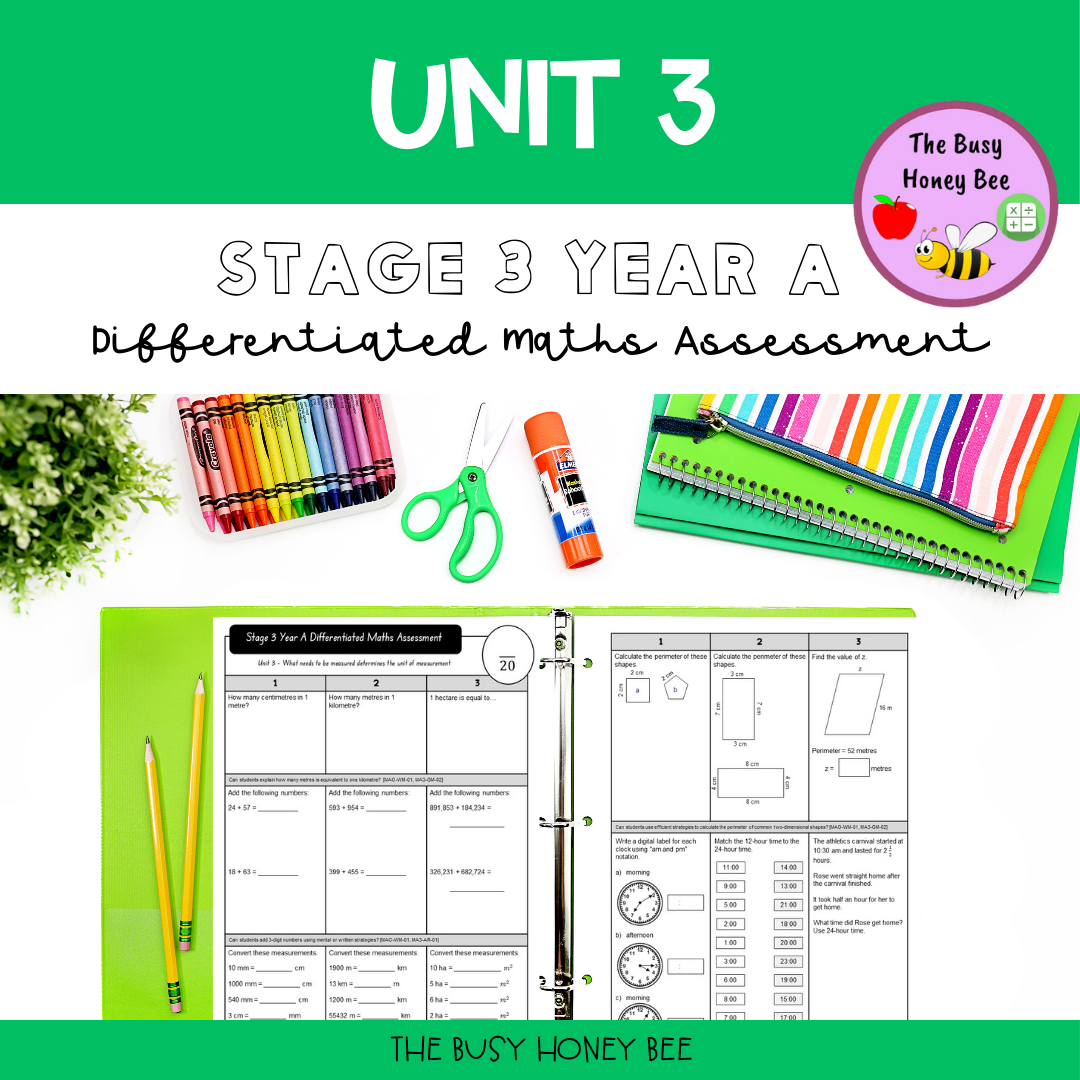 Stage 3 Year A Differentiated Maths Assessment Unit 3