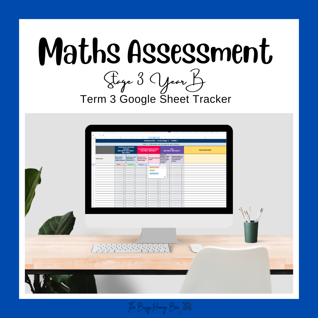 Stage 3 Year B NSW Term 3 Maths Assessment Overview Google Sheet