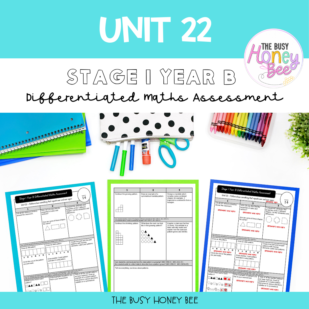 Stage 1 Year B Differentiated Maths Assessment Unit 22