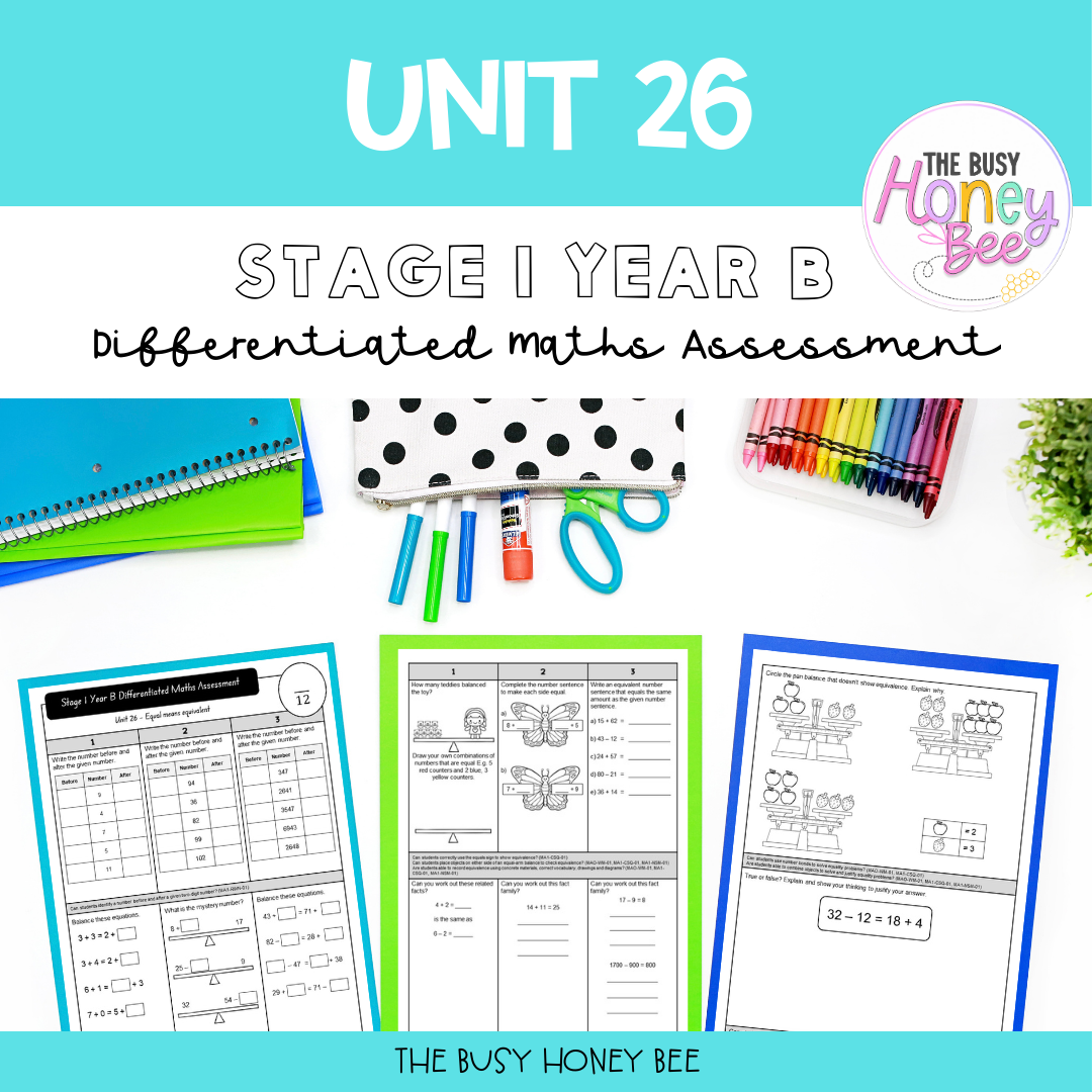 Stage 1 Year B Differentiated Maths Assessment Unit 26