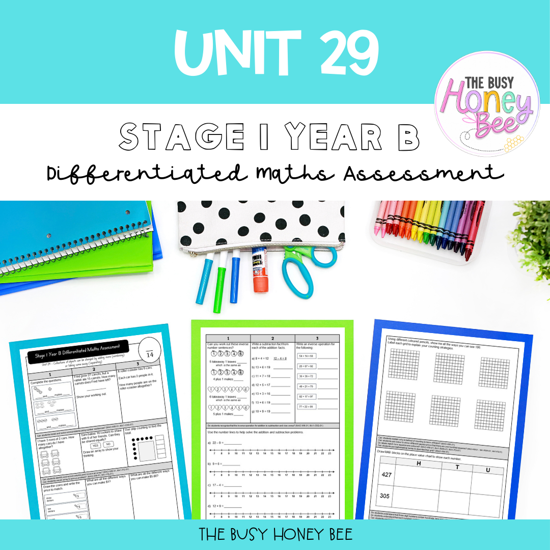 Stage 1 Year B Differentiated Maths Assessment Unit 29