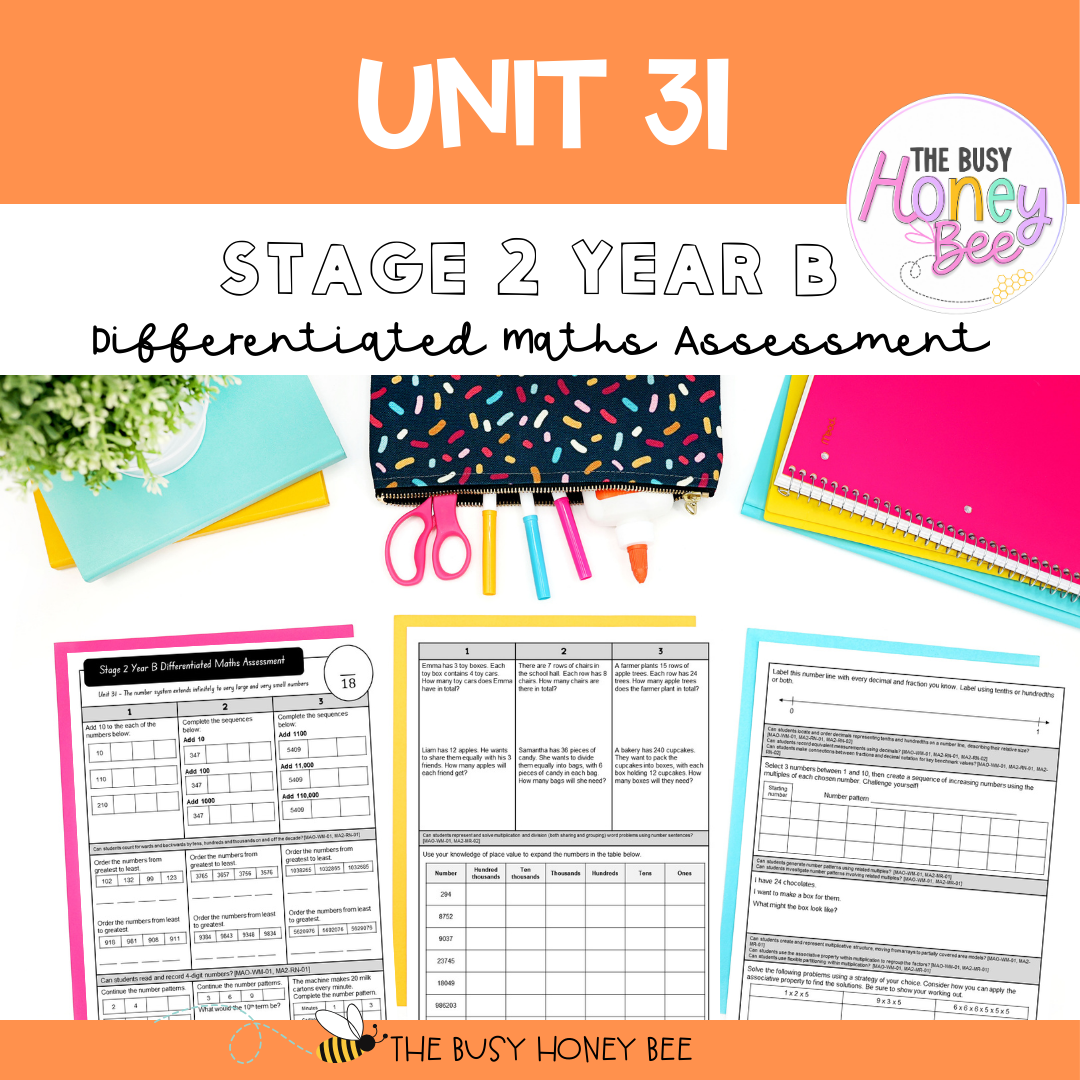 Stage 2 Year B Differentiated Maths Assessment Unit 31