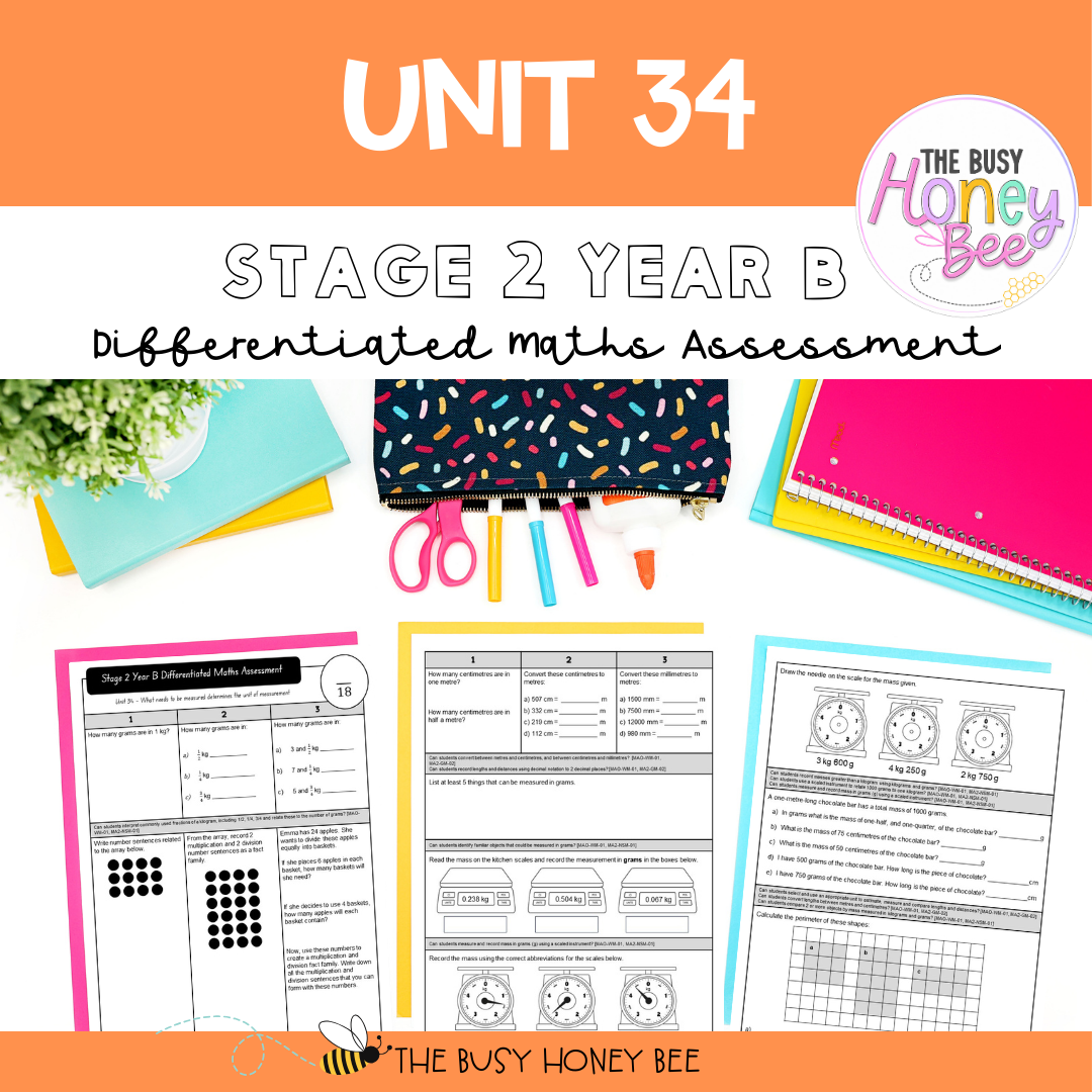 Stage 2 Year B Differentiated Maths Assessment Unit 34