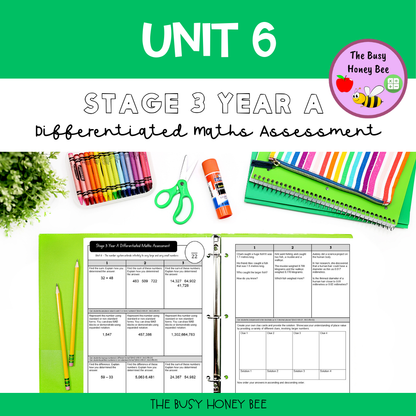 Stage 3 Year A Term 2 Differentiated Maths Assessment Bundle