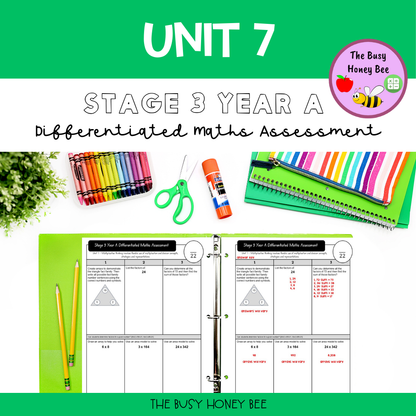 Stage 3 Year A Term 2 Differentiated Maths Assessment Bundle